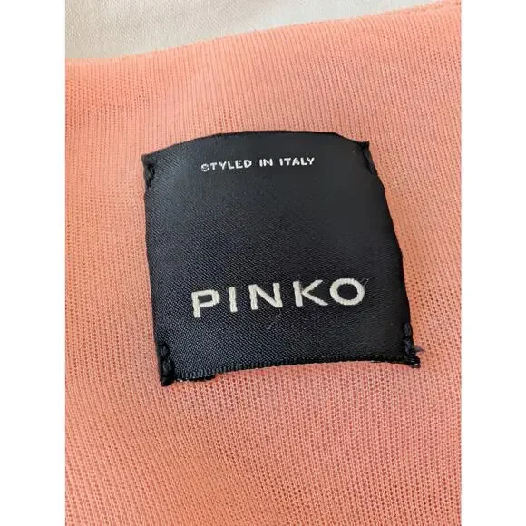 Pinko Italy Peach Coral Pleated Fit & Flare Mini Dress | FITS LIKE US 2-4 - Picture 8 of 13
